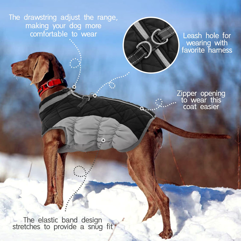 Warm Winter Dog Jacket with Built-in Harness Waterproof Windproof Reflective Fleece Vest with Zipper – view 17