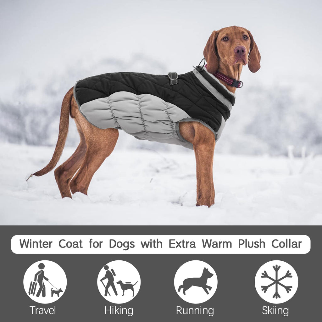 Warm Winter Dog Jacket with Built-in Harness Waterproof Windproof Reflective Fleece Vest with Zipper – view 18