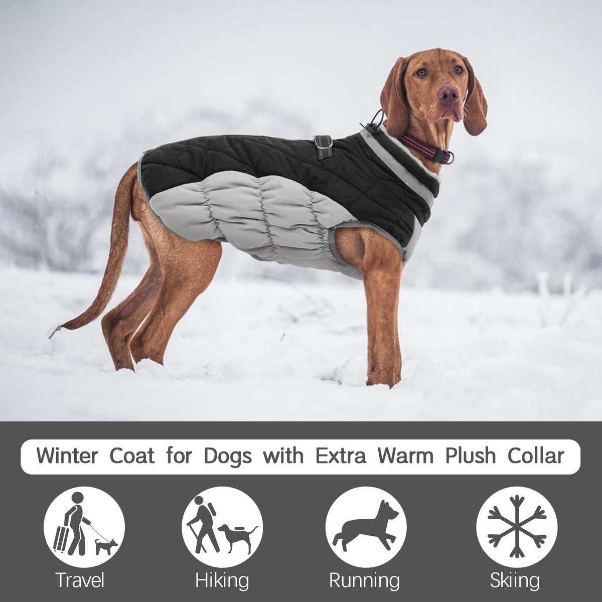Warm Winter Dog Jacket with Built-in Harness Waterproof Windproof Reflective Fleece Vest with Zipper – view 18
