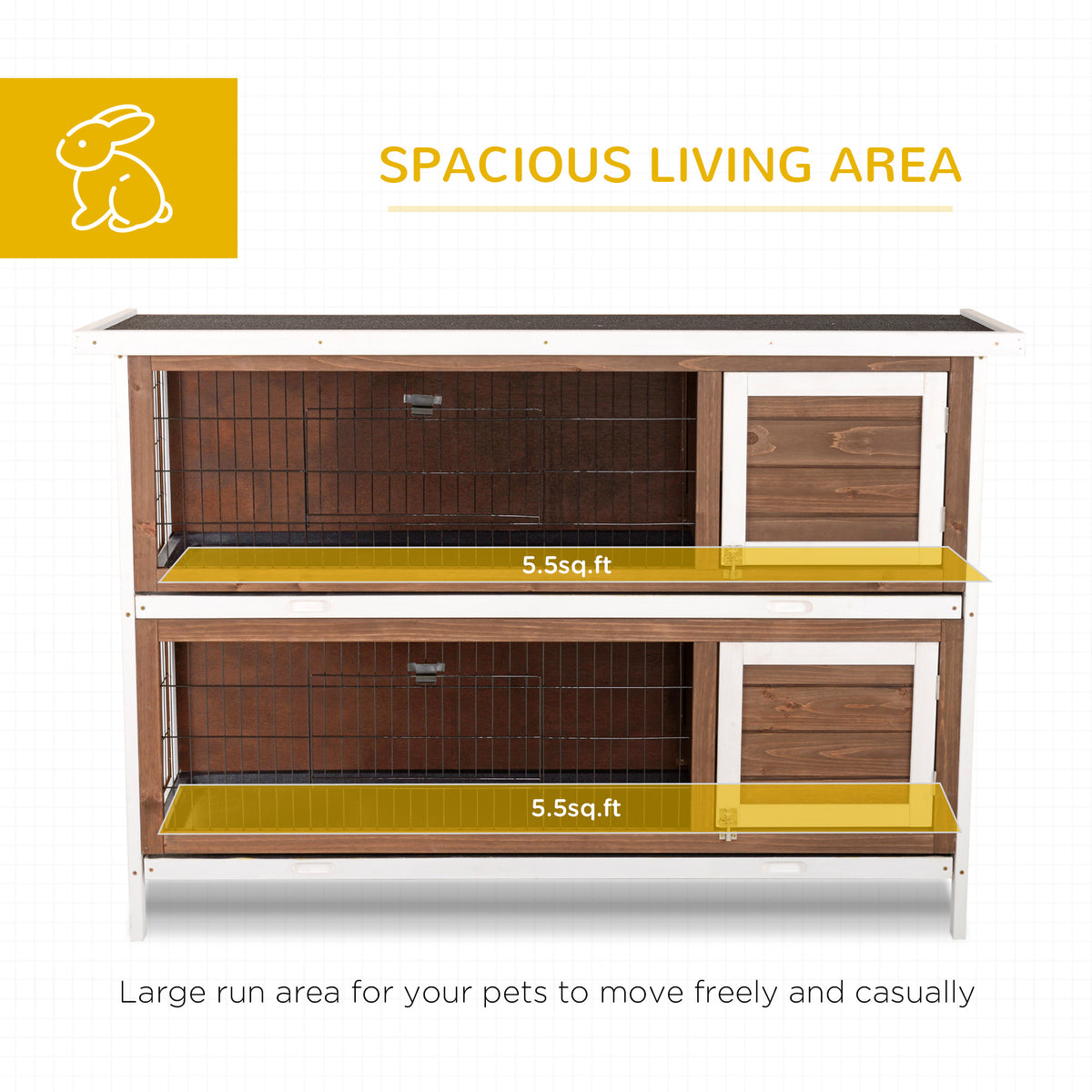 Wooden Rabbit Hutch with Dividers for Small Animals – view 7