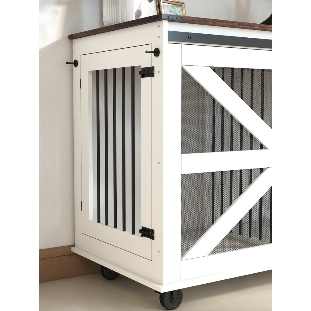 Mobile Dog Crate with Flip-Top Feeding Door – view 8