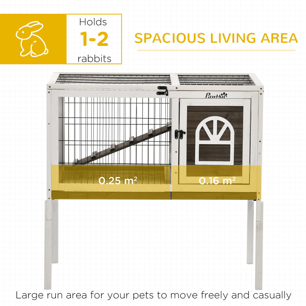Wood Rabbit Hutch with Elevated Run for Small Animals – view 7