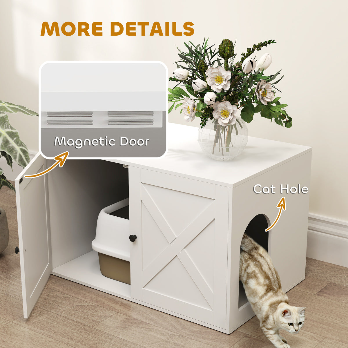 Cat Litter Box Enclosure with Barn Door for Stylish Privacy – view 8