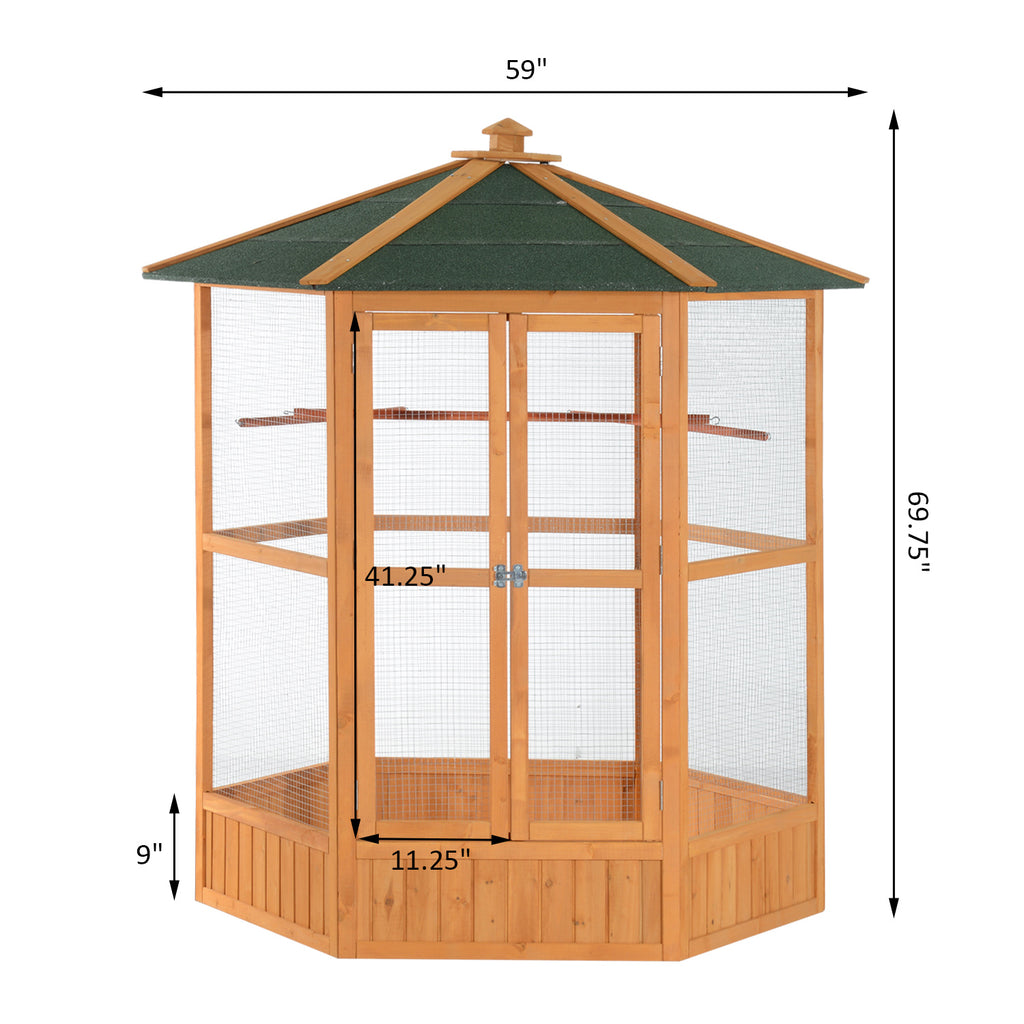 Wooden Hexagonal Outdoor Aviary Bird Cage for Birds – view 7