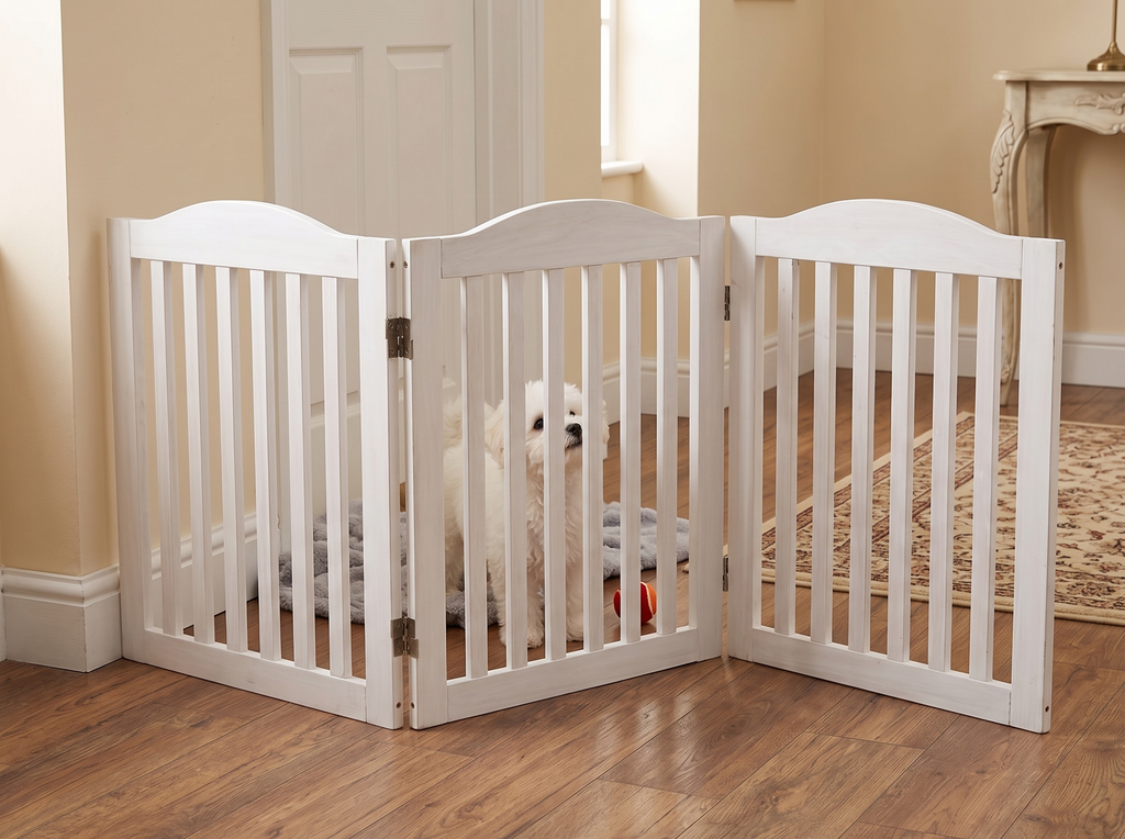 Wooden Foldable Pet Gate for Dogs - 3 Panels, 24 Inch High – view 8