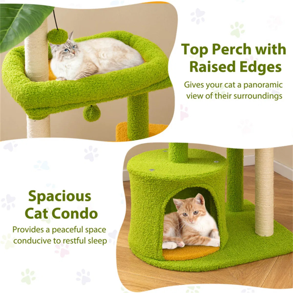48" Cat Tree with Tropical Leaves for Play and Relaxation – view 7