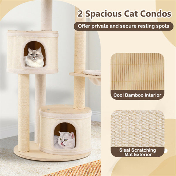 Wooden Cat Tree With Scratching Posts and Condos – view 7