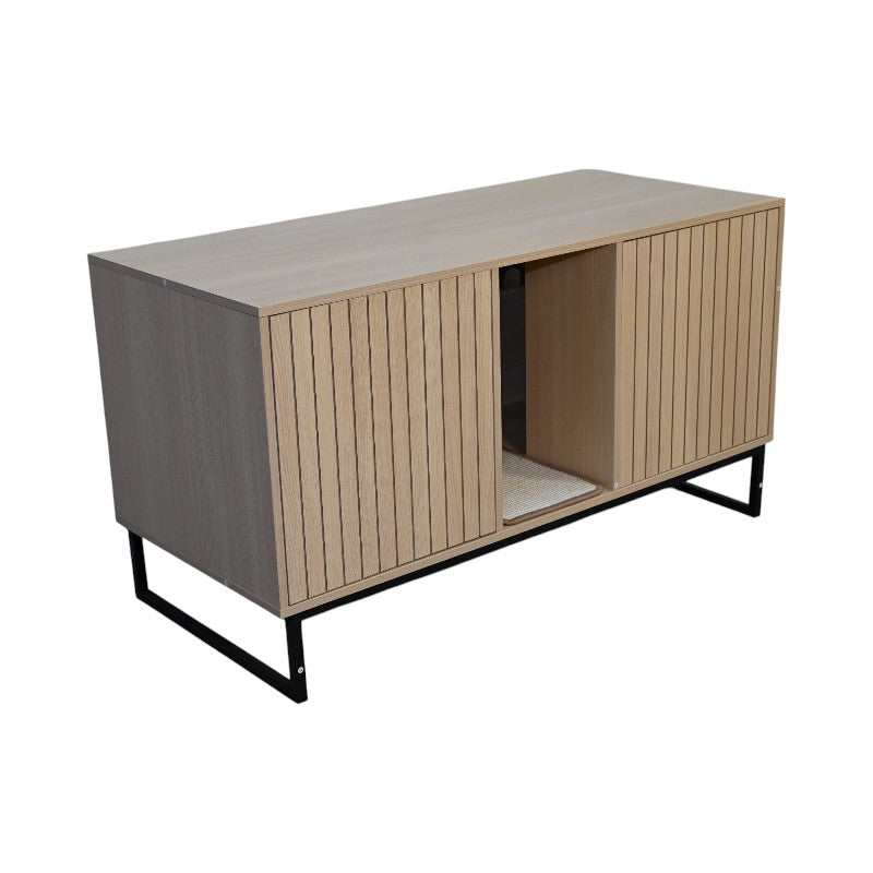 Modern Wooden Cat House with Scratching Mat – view 10