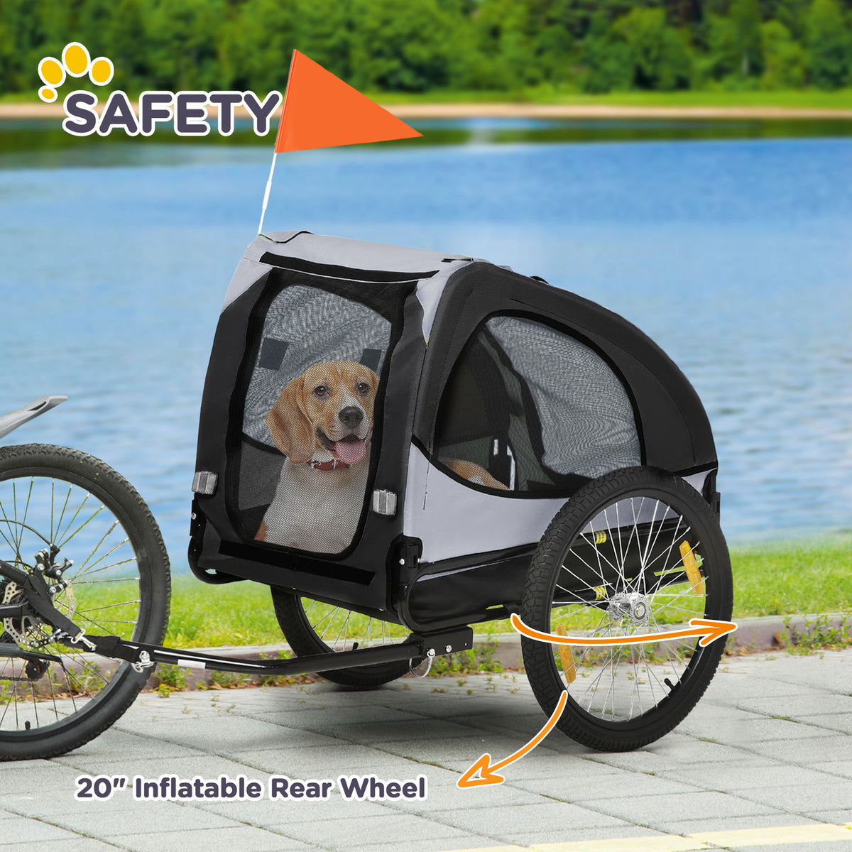 Dog Bike Trailer for Medium Dogs with Zippered Doors and Mesh Windows – view 8
