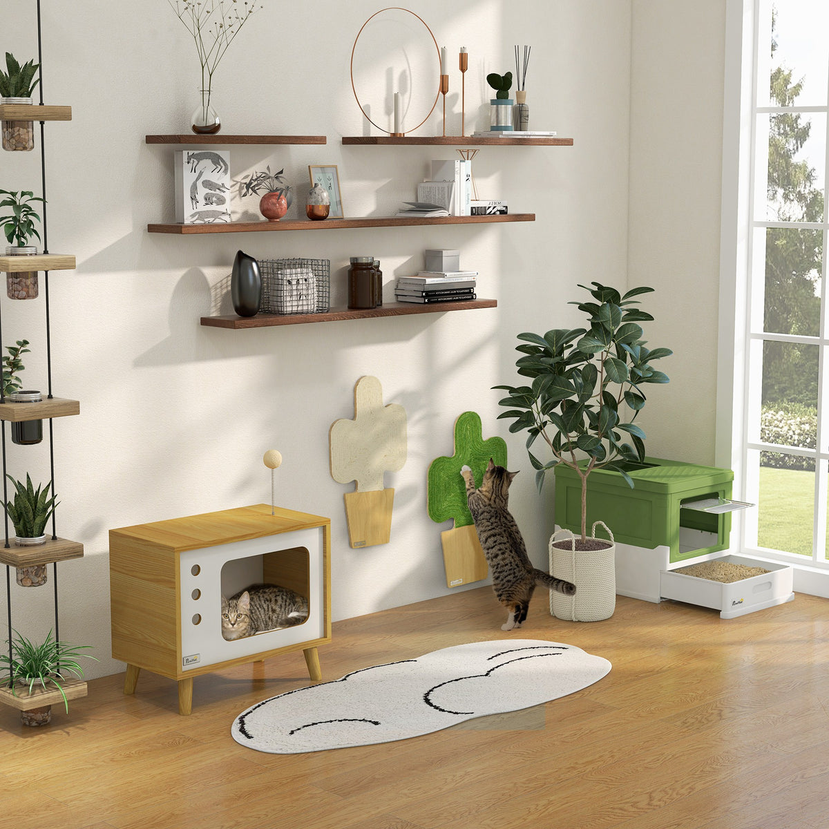Fully Enclosed Cat Litter Box with Front Entry and Top Exit – view 9