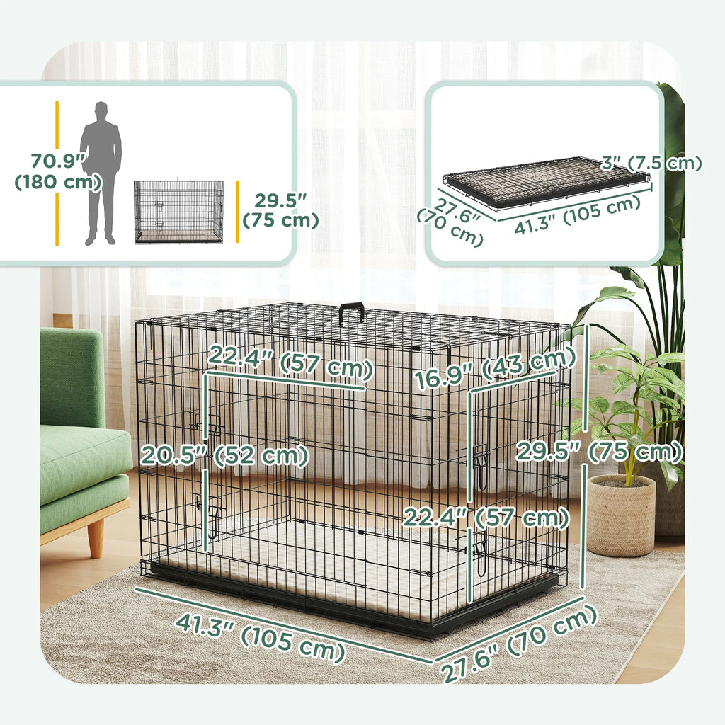 41" Dog Crate with 2 Doors and Soft Cushion for Small Dogs – view 7