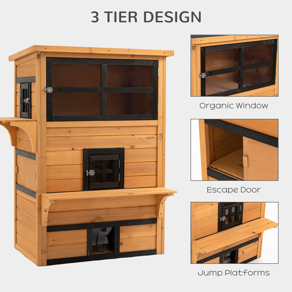3-Tier Outdoor Cat House with Escape Doors – view 8