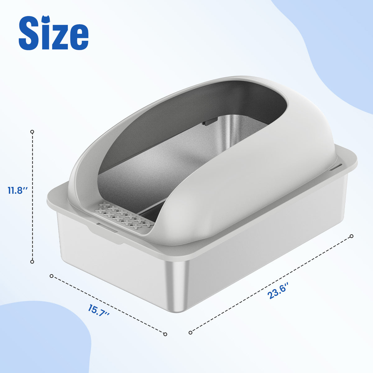 Stainless Steel Cat Litter Box With Lid For Large Cats – view 13