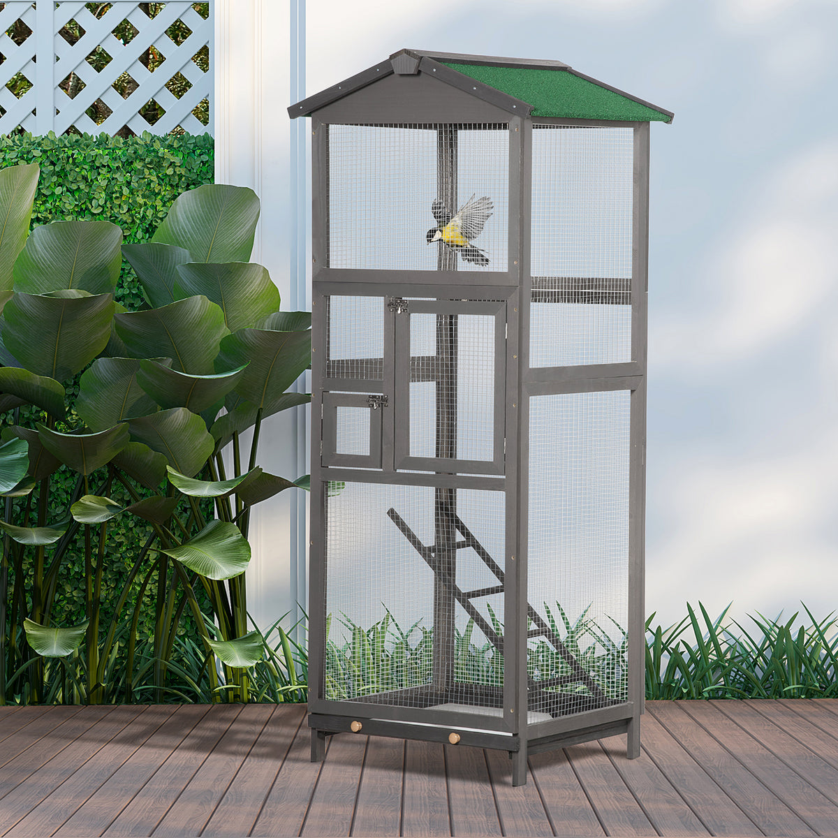 Wooden Bird Cage Outdoor Aviary House for Birds – view 7