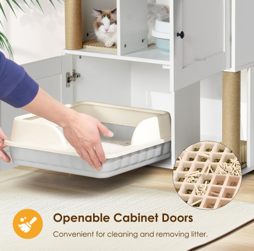 Double Cat Litter Box Enclosure with Shelves – view 7