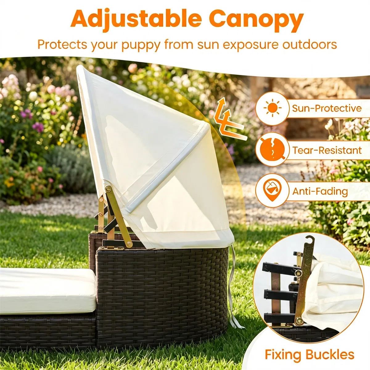 Hand-Woven PE Rattan Dog Bed with Canopy – view 8