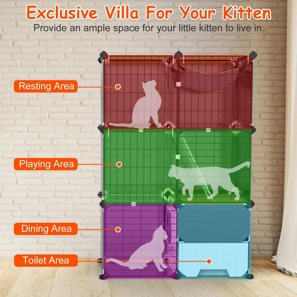 3 Tier Cat Cage with Litter Box and Hammock for Indoor Use – view 7