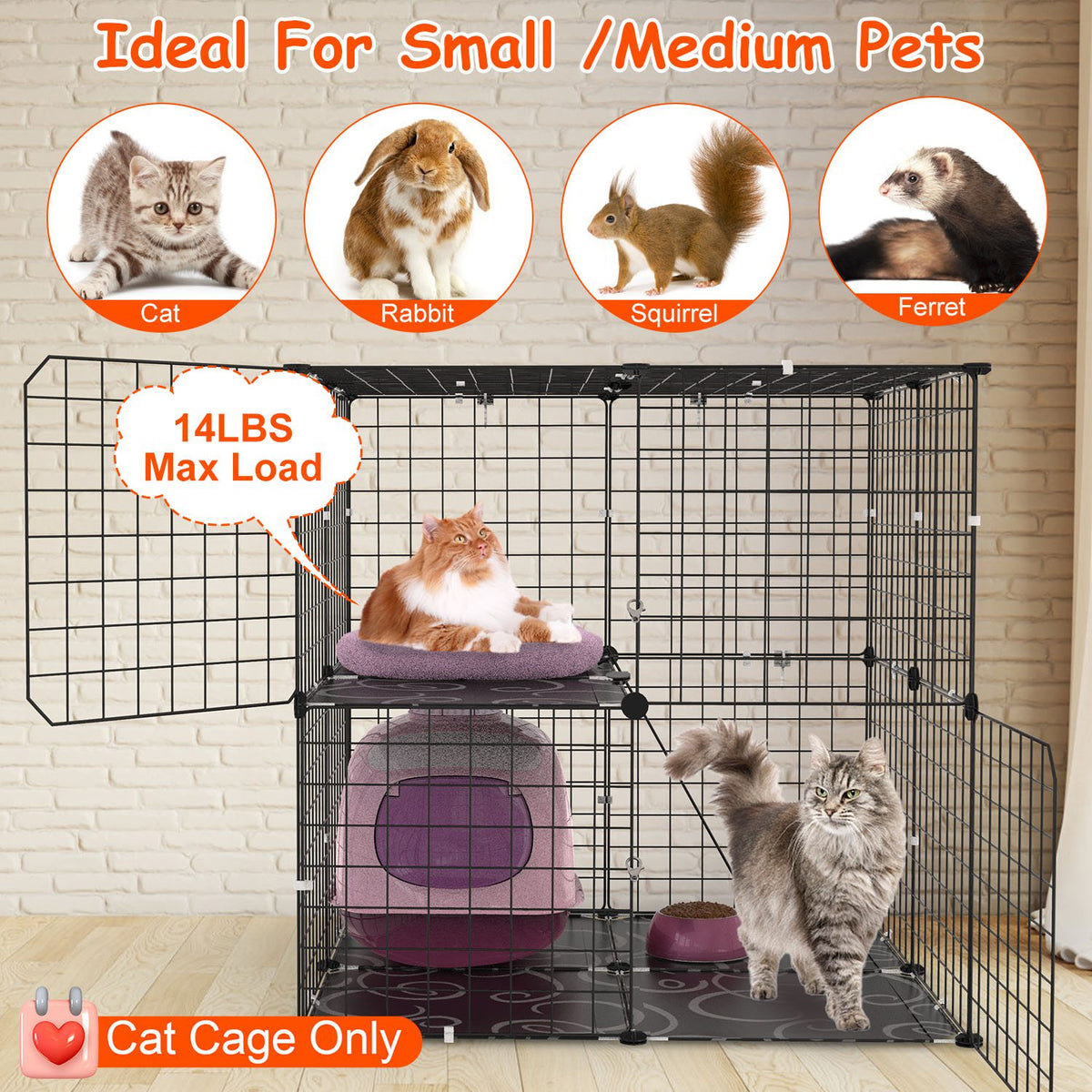 2-Tier Cat Cage Playpen With Climbing Ladder – view 9