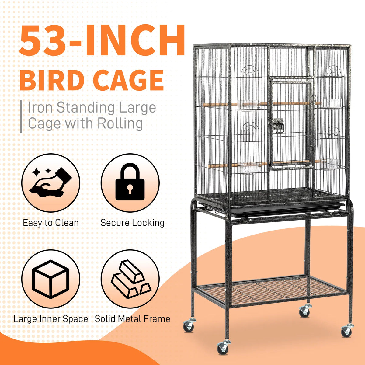 Large Flight Bird Cage with Rolling Stand for Small Birds – view 9