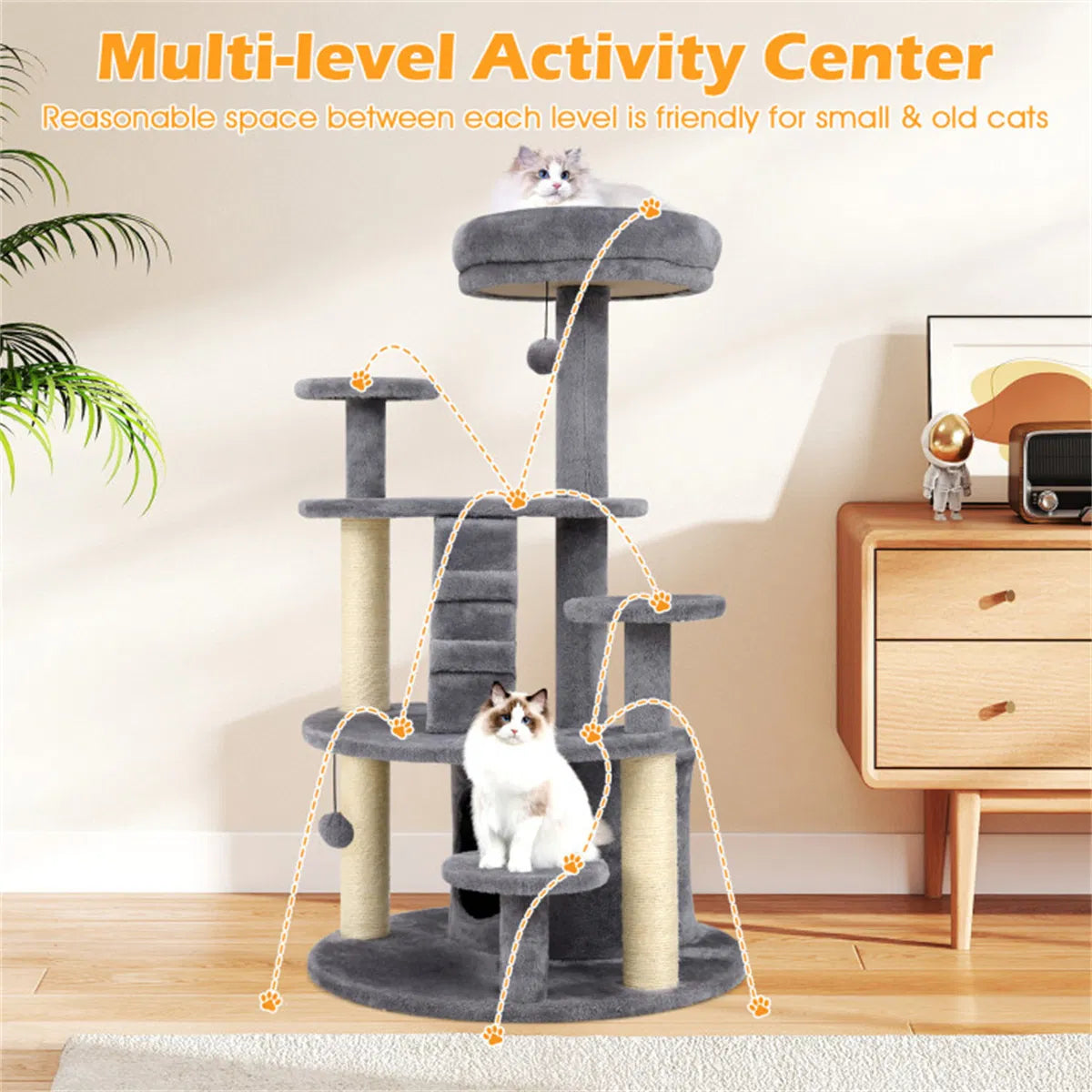 Multi-Level Cat Tree for Munchkin & Older Cats with Padded Perch – view 9
