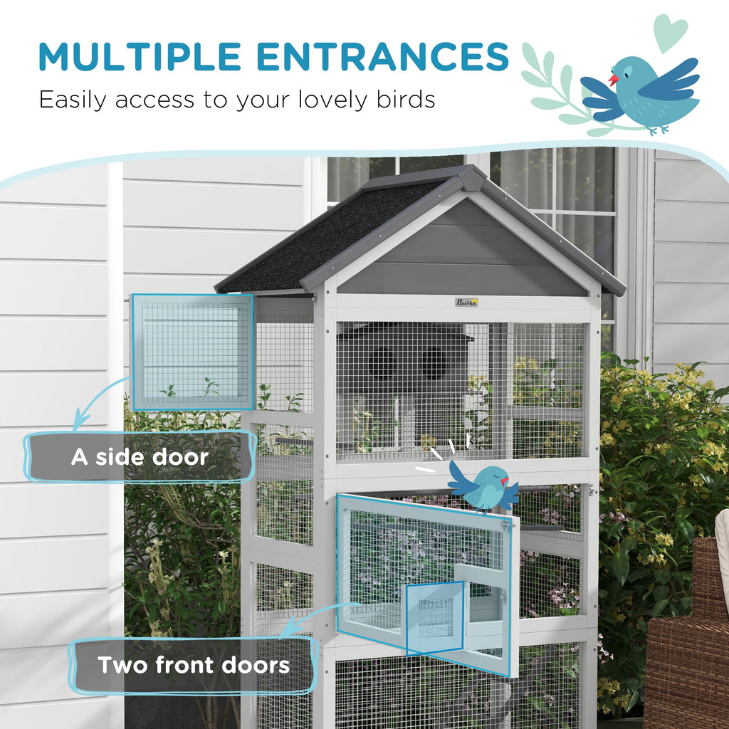 Wooden Bird Aviary with Slide-Out Tray for Finches and Parakeets – view 7