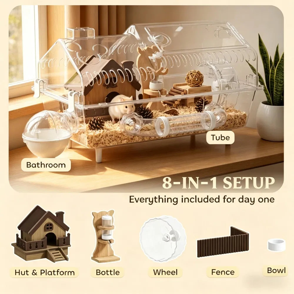 Hamster Cage with Exercise Wheel and Accessories – view 7
