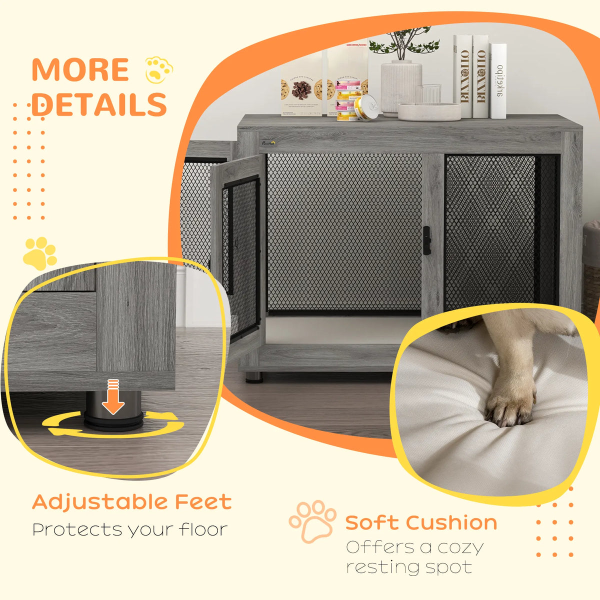 Pet Crate End Table with Water-Resistant Cushion for Dogs – view 7