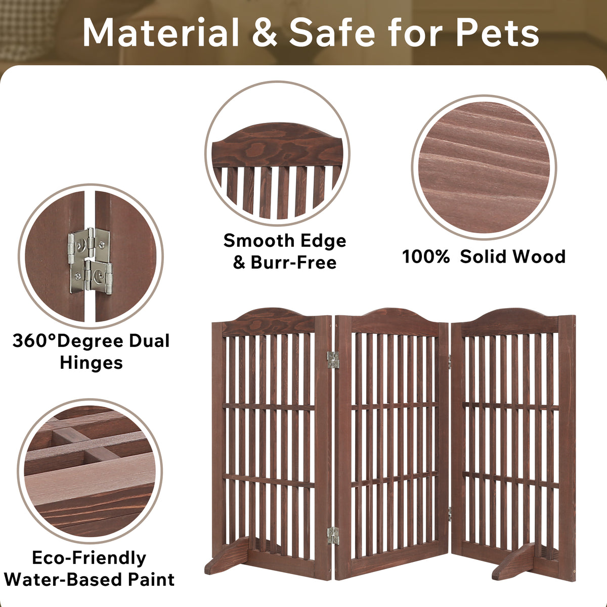 Wooden Freestanding Foldable Pet Gate for Dogs – view 8