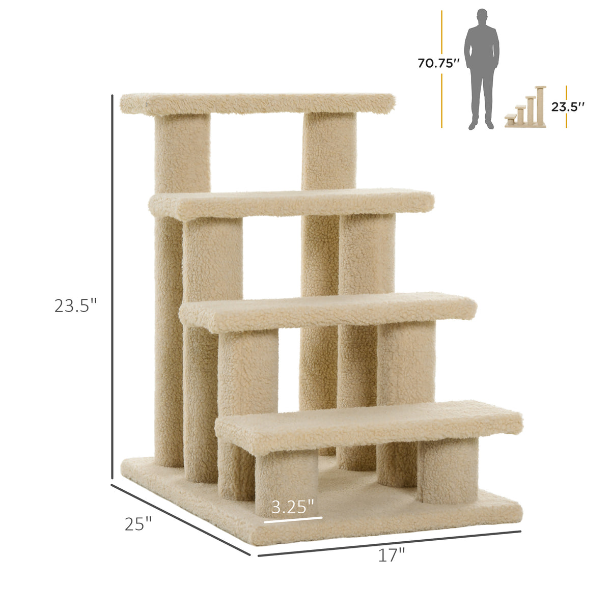 25" 4-Step Multi-Level Carpeted Cat Scratching Post – view 8