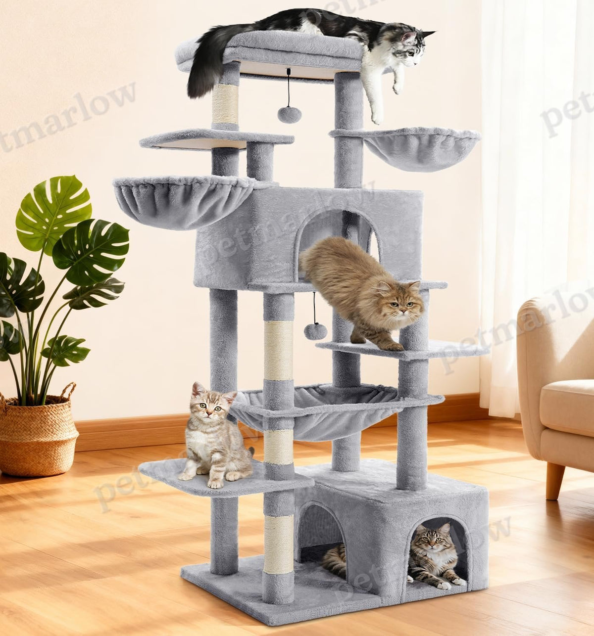 Large Multi-Level Cat Tree for Indoor Cats – view 4