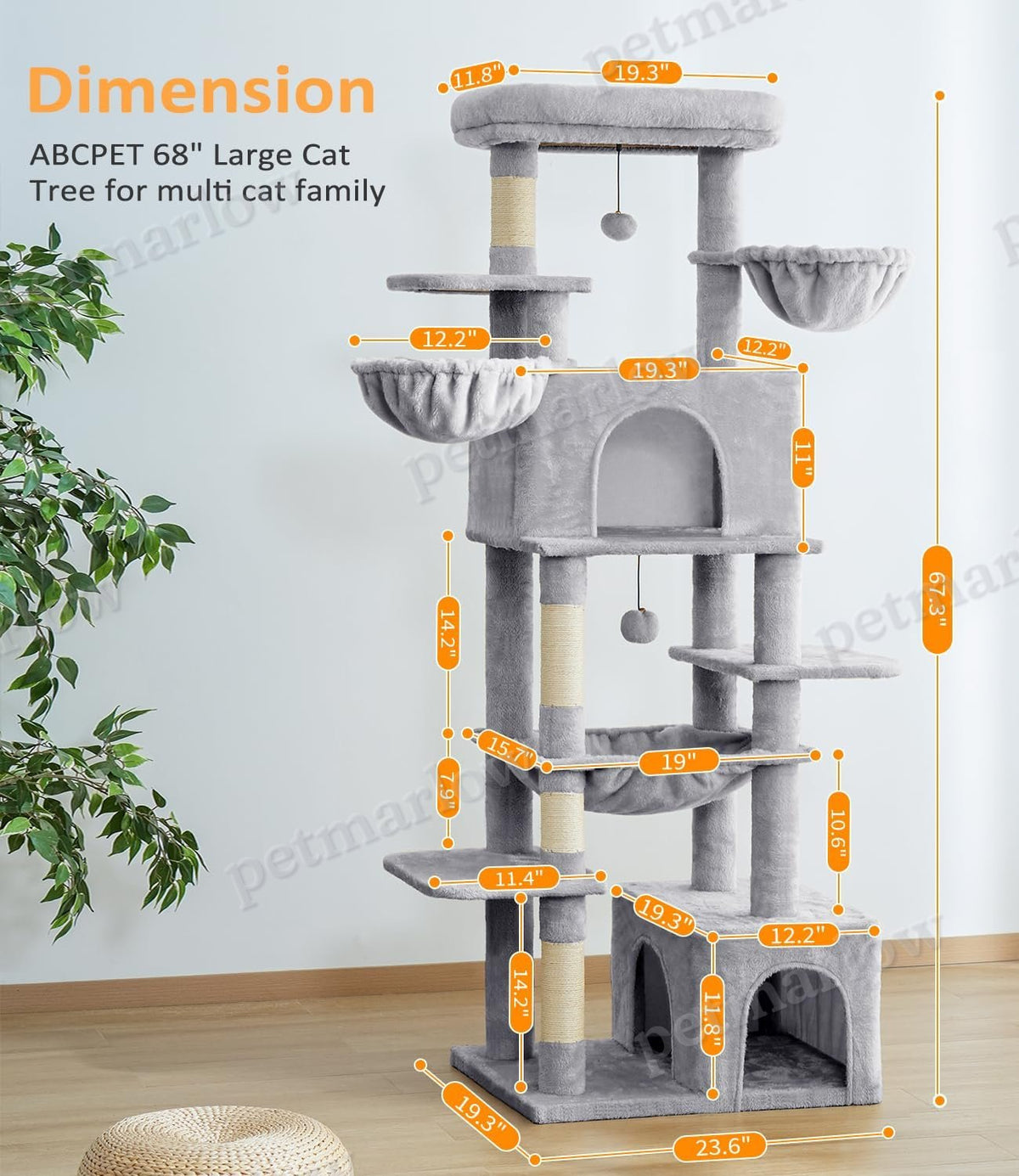Large Multi-Level Cat Tree for Indoor Cats – view 5