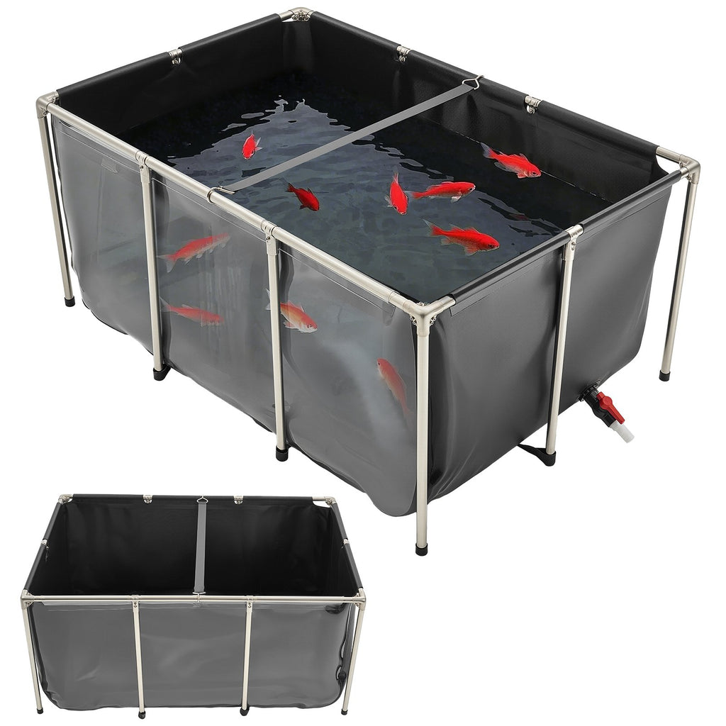Above Ground Canvas Fish Pond with Clear Viewing Panel, 270 Gal