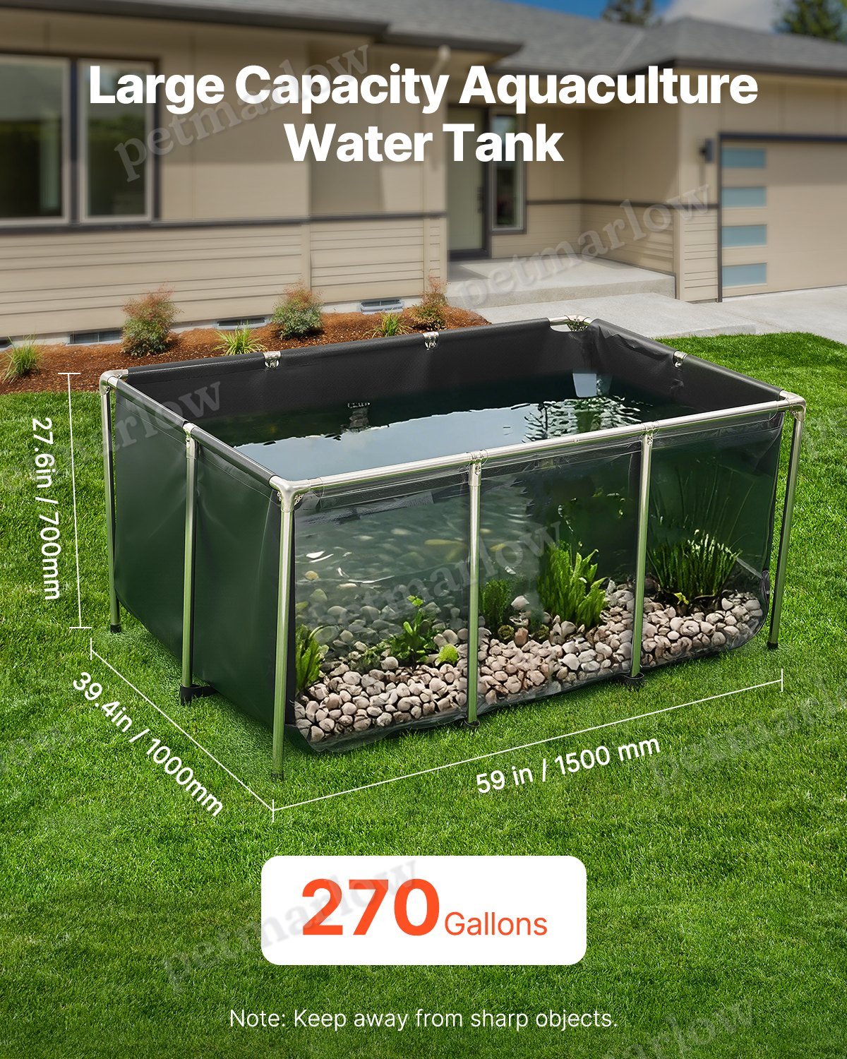 Above Ground Canvas Fish Pond with Clear Viewing Panel, 270 Gal – view 6