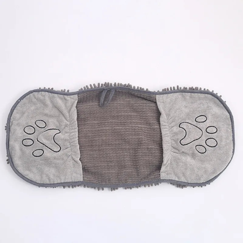 Absorbent Dog Glove with Embroidered Paw for Quick Drying – Grey