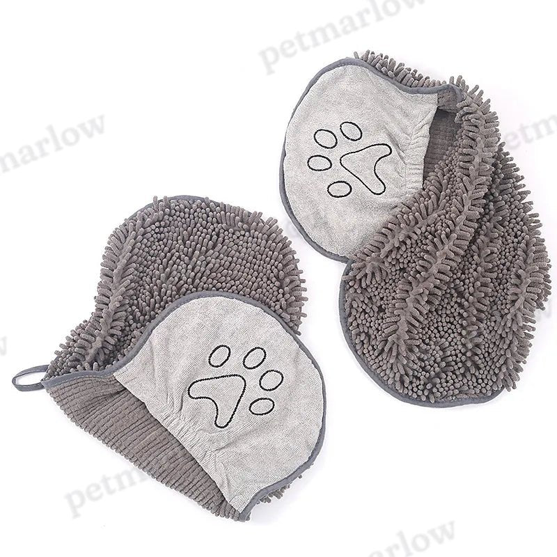 Absorbent Dog Glove with Embroidered Paw for Quick Drying – view 5