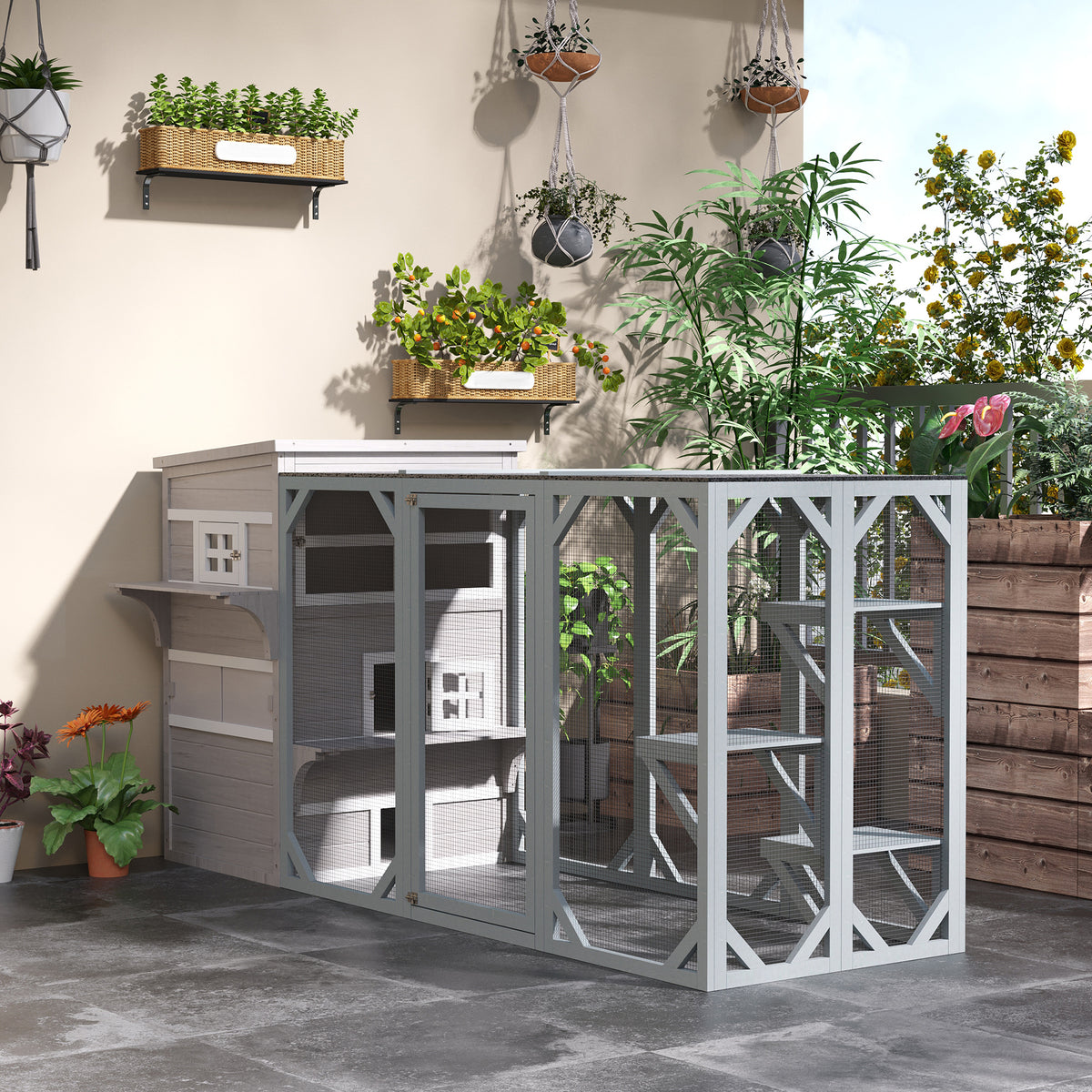 Outdoor Cat House with 5 Escape Doors and Weather Resistance – view 9