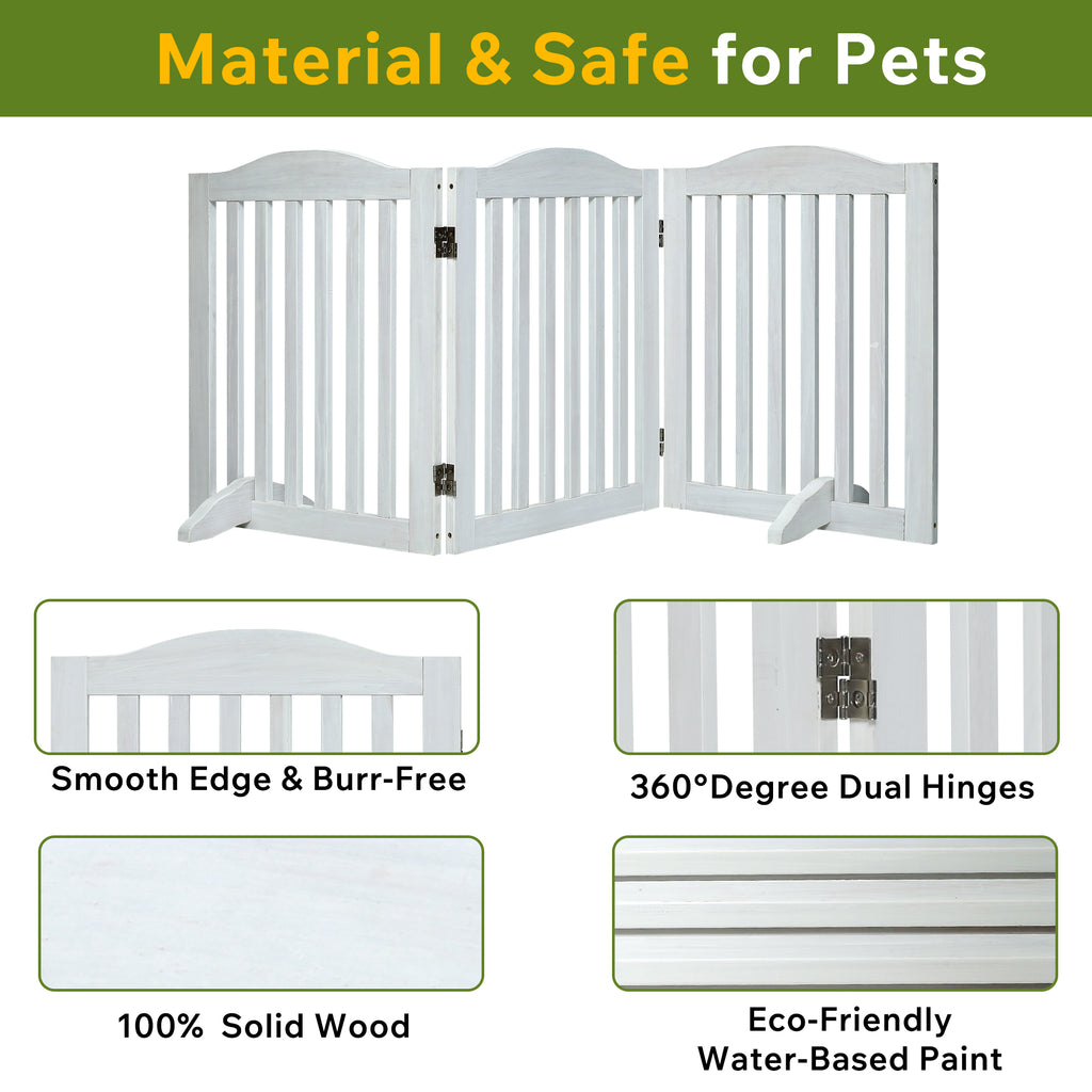 Wooden Foldable Pet Gate for Dogs - 3 Panels, 24 Inch High – view 7