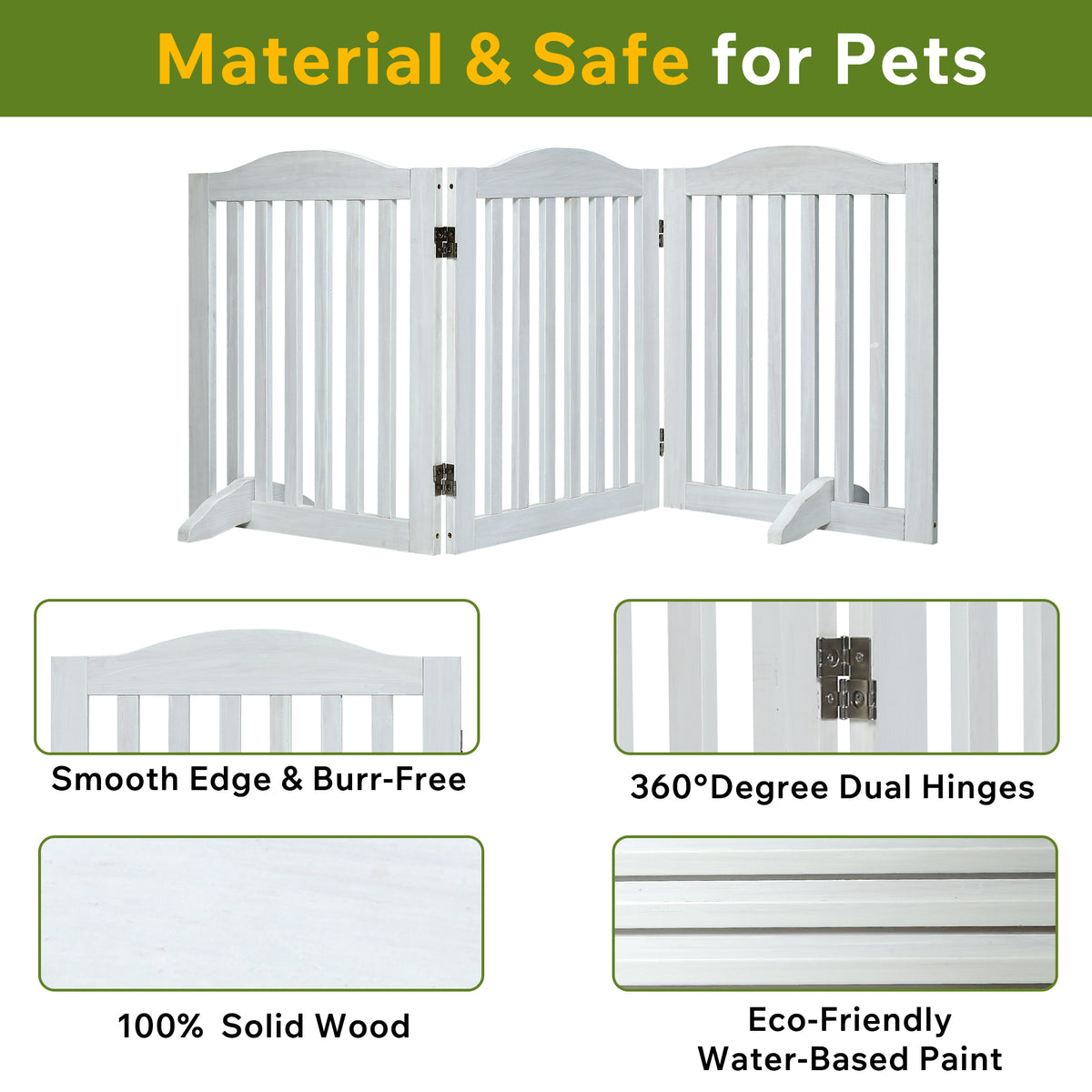 Wooden Foldable Pet Gate for Dogs - 3 Panels, 24 Inch High – view 7