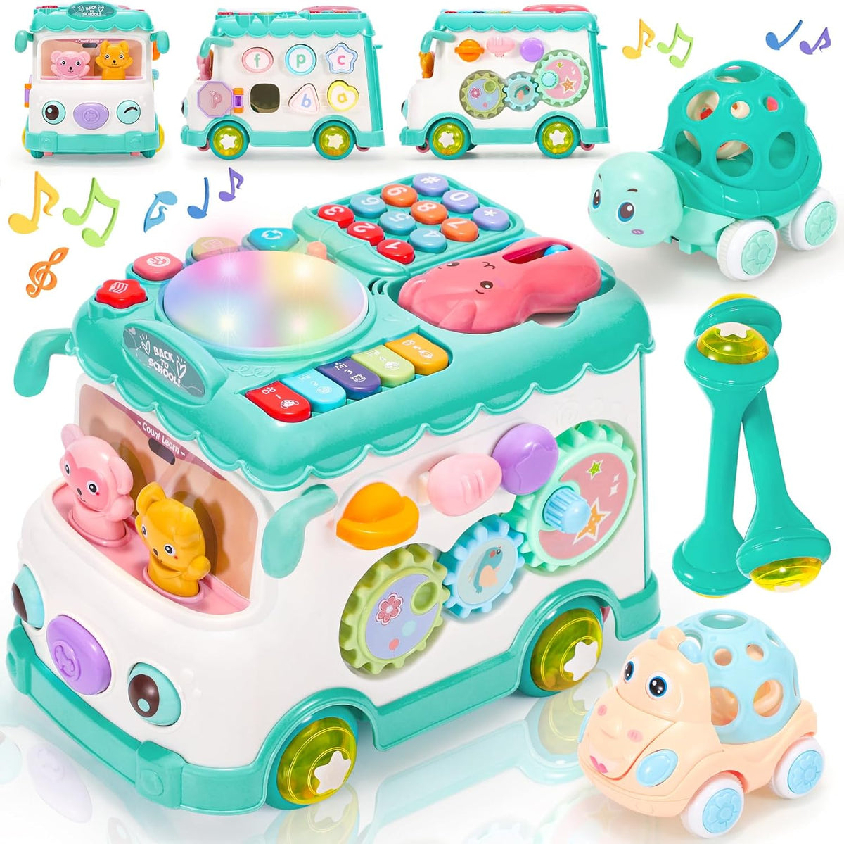 Activity Bus Toy Set 6-in-1 Musical Learning for Toddlers
