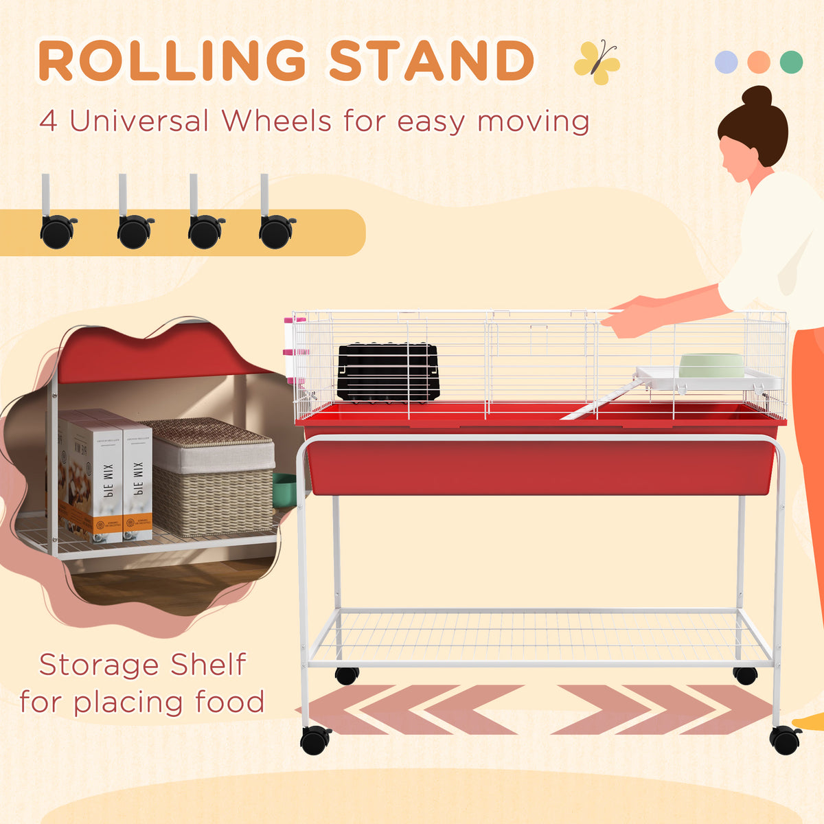 Two-Story Small Animal Cage with Removable Stand and Wheels – view 8