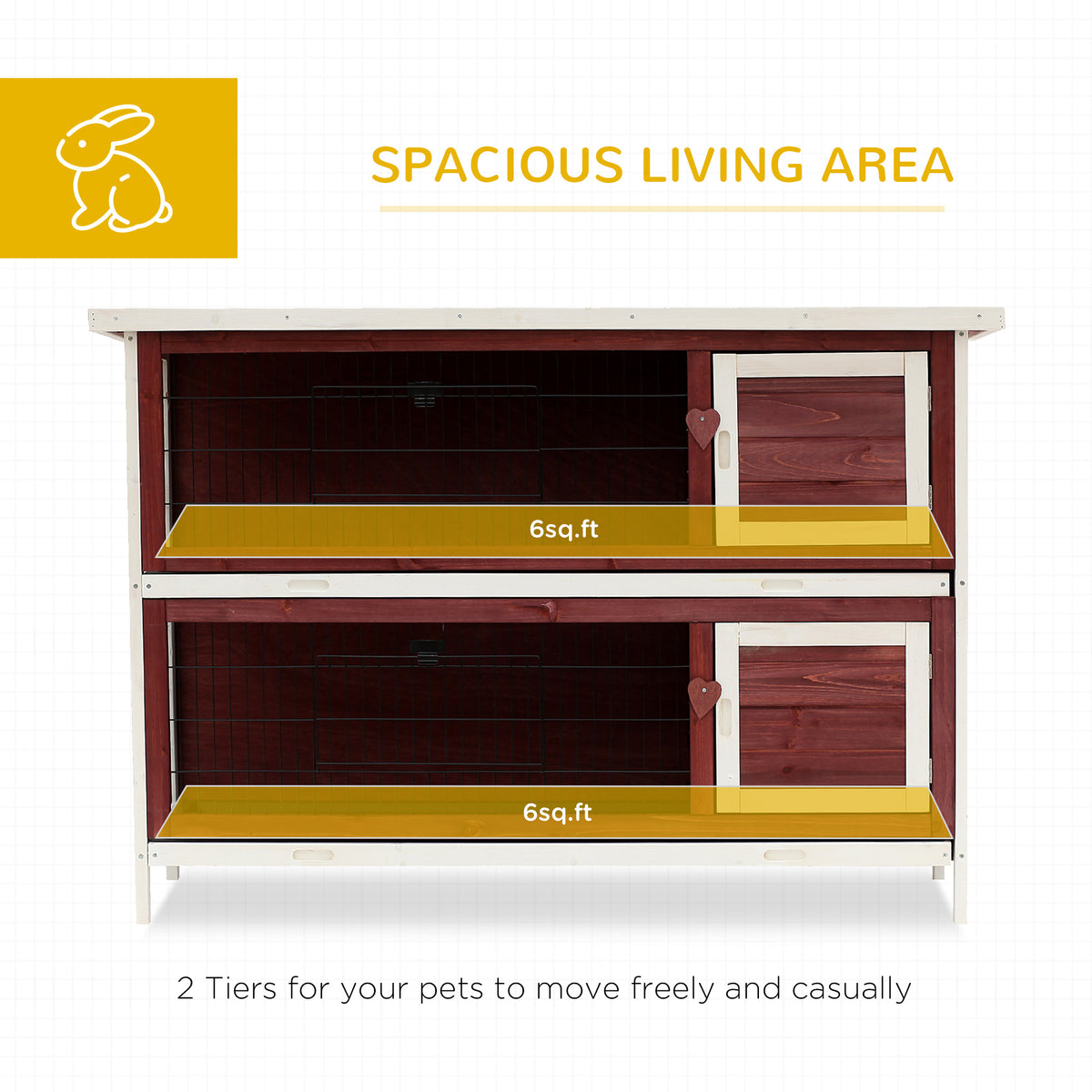 2-Story Elevated Wooden Rabbit Hutch with Enclosed Run – view 8