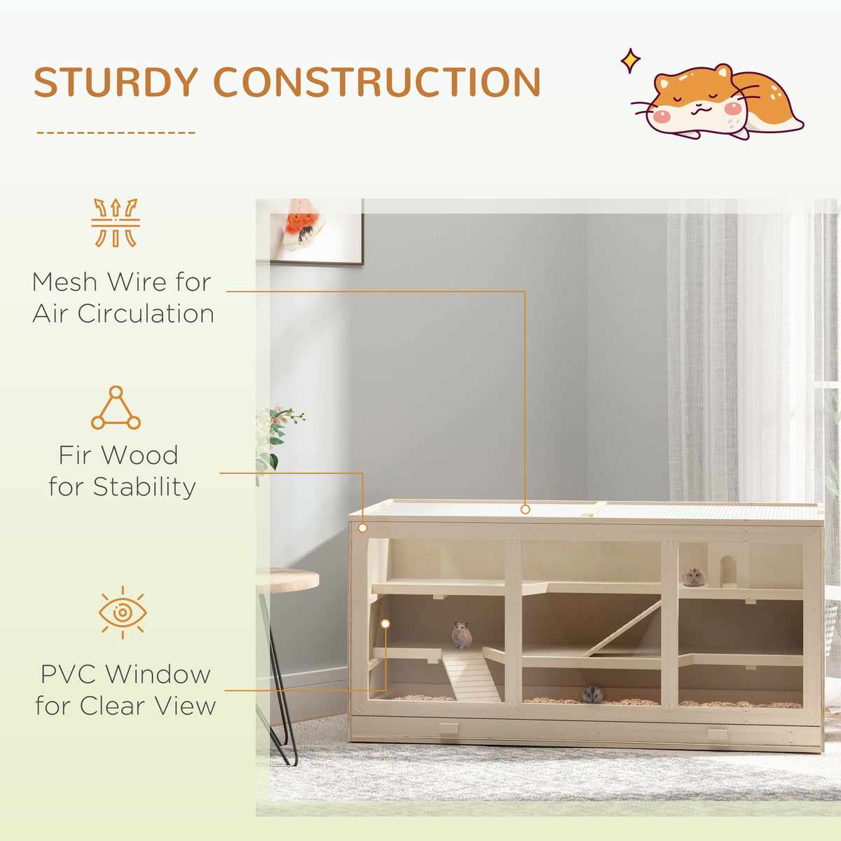 Wooden Hamster Cage with Multi-Level Design and Opening Roof – view 8