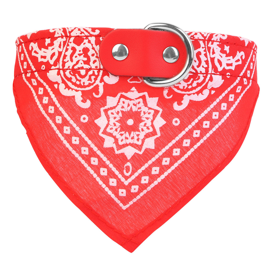 Adjustable Bandana Leather Pet Collar for Dogs and Cats – Red L