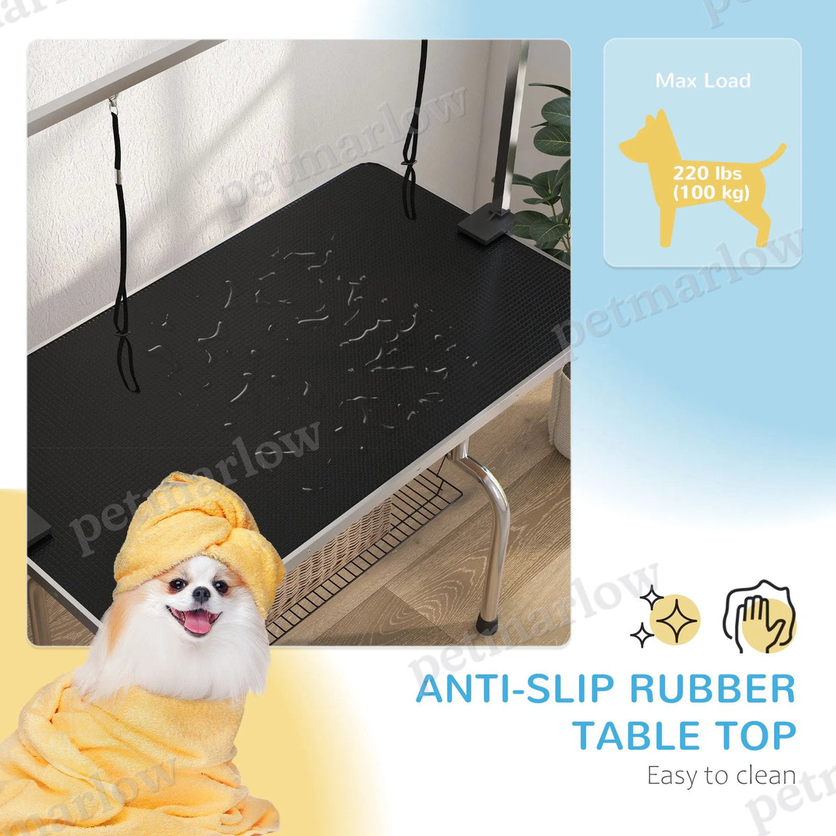 Adjustable Dog Grooming Table with Safety Slings and Storage – view 3