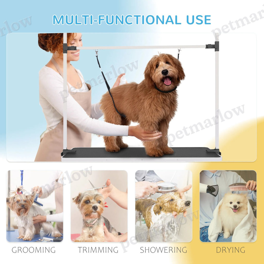 Adjustable Dog Grooming Table with Safety Slings and Storage – view 5