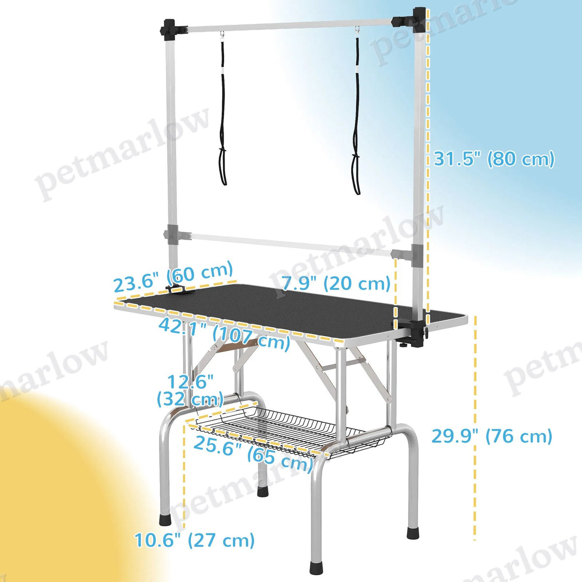 Adjustable Dog Grooming Table with Safety Slings and Storage – view 6