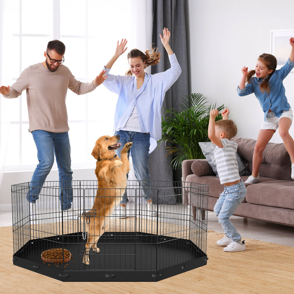 Adjustable Dog Playpen for Secure Pet Space – Black