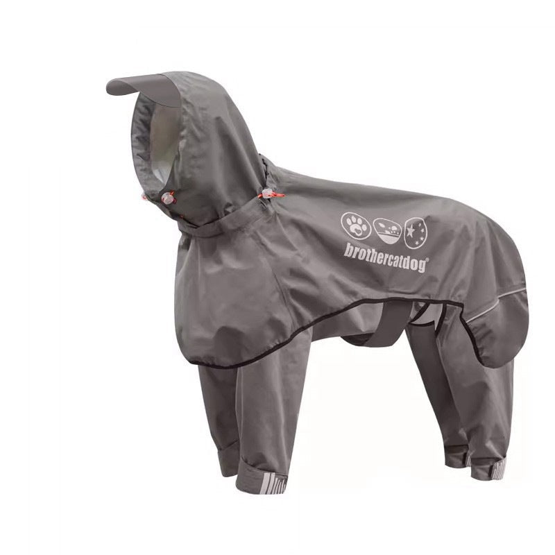 Adjustable Dog Raincoat Waterproof Windproof Dog Coat Fully Wrapped Reflective Dogs Jacket Raincoat – Deep khaki / XS