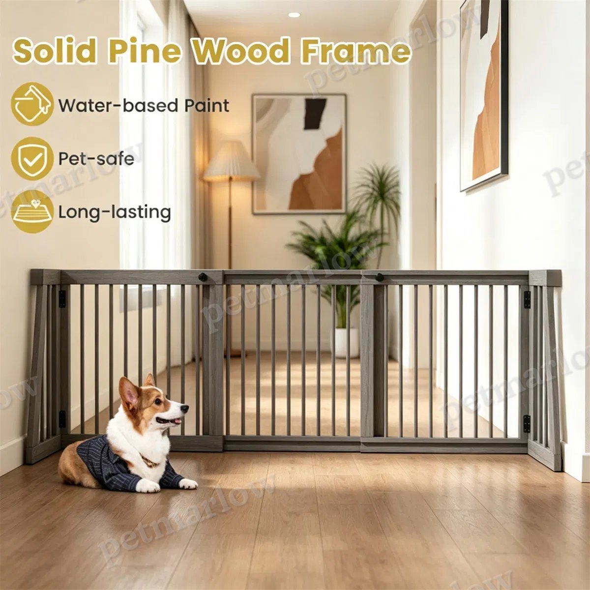 Adjustable Expandable Wooden Pet Gate for Dogs – view 5