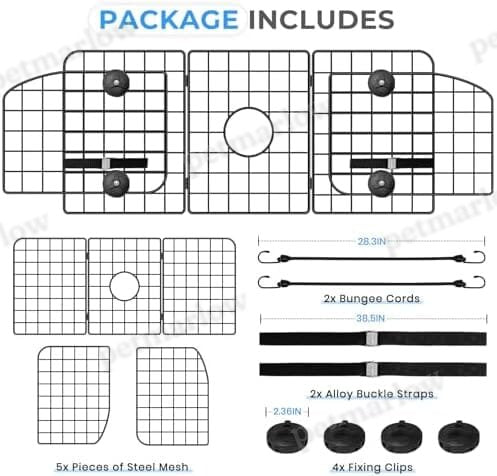 Adjustable Heavy-Duty Wire Mesh Pet Barrier for Car – view 3